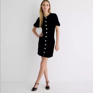 J. Crew Velvet jeweled button-front mini dress